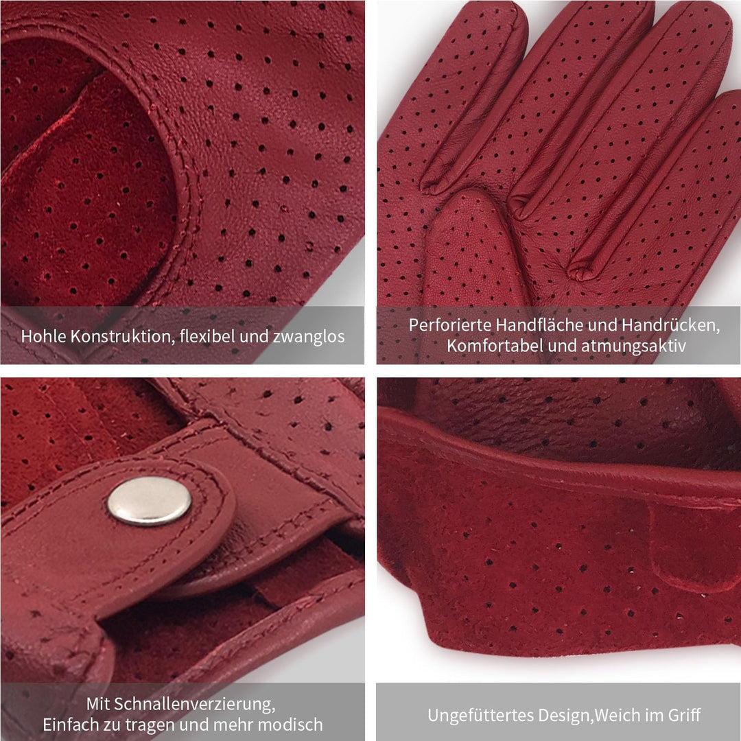 Damen Retro Weiche nd Dünne Lammfell Leder Touchscreen Fahrhandschuhe mit Maschige Large(17.78-19.05