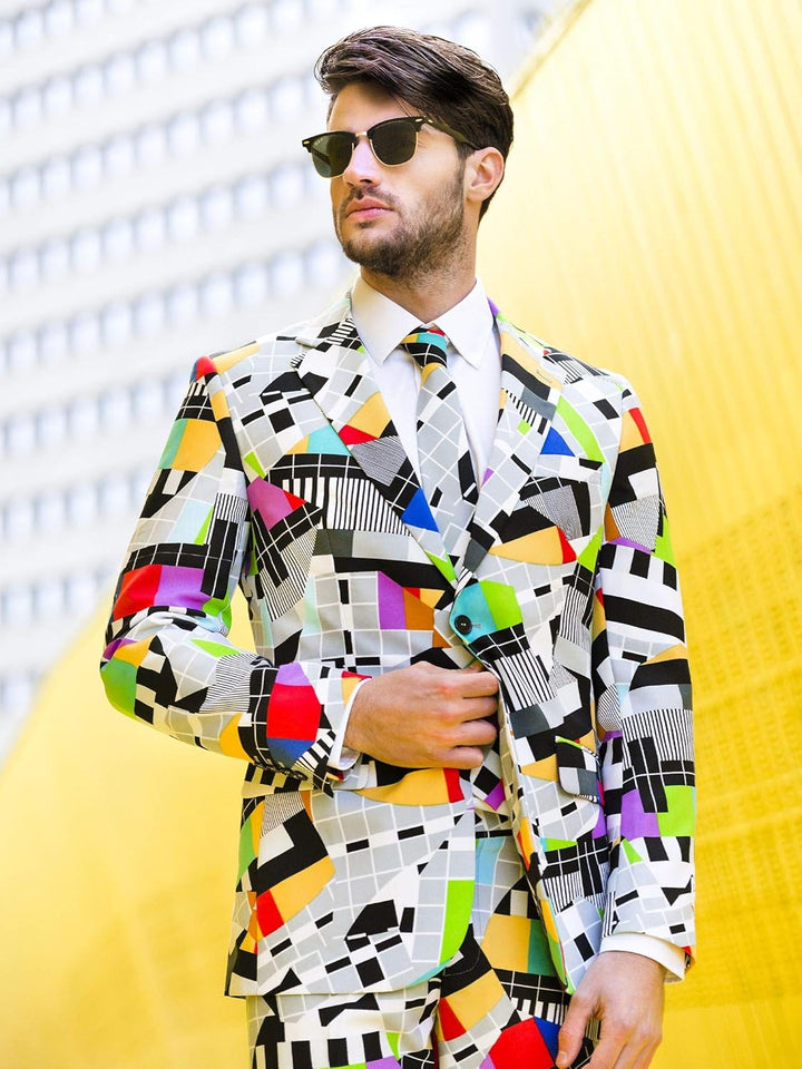 OppoSuits Modisch Party Einfarbige Anzüge für Herren - Mit Jackett, Hose und Krawatte 58 Mehrfarbig,