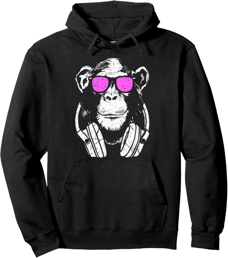 Affe DJ mit Kopfhörer und Sonnenbrille Geschenk Party Pullover Hoodie