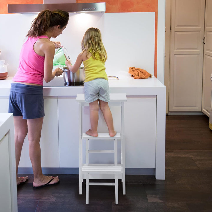 COSTWAY Tritthocker, Trittleiter 3 Stufen klappbar, Trittstuhl mit Griff, bis 310 kg, Haushaltsleite