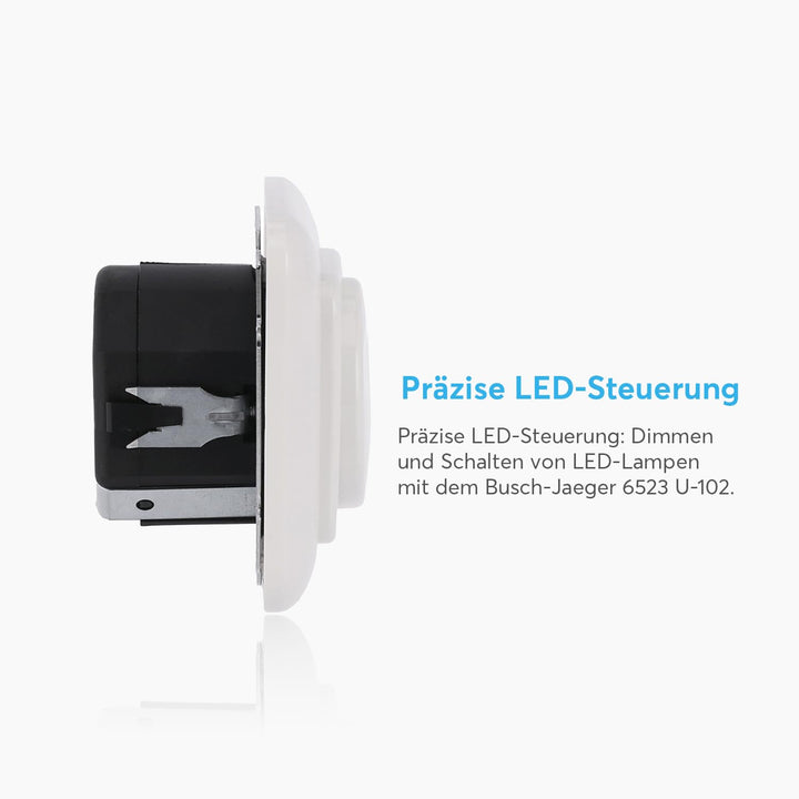 BUSCH-JÄGER, LED-Drehdimmer (LED Dimmer) 6523 U-102 (6523U 102) 6523U102 mit Zentralscheibe 2115-214