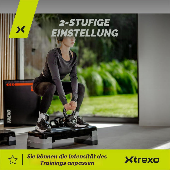 TREXO Aerobic Step 78 x 30 cm Für Cardio- und Fitnesstraining Höhenverstellbar 10-20 cm Langlebig au