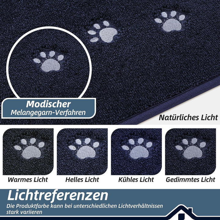 BEQHAUSE Schmutzfangmatte, rutschfest, Schmutzfangend, Marineblau, 90x150cm | Waschbar Eingang Fussm