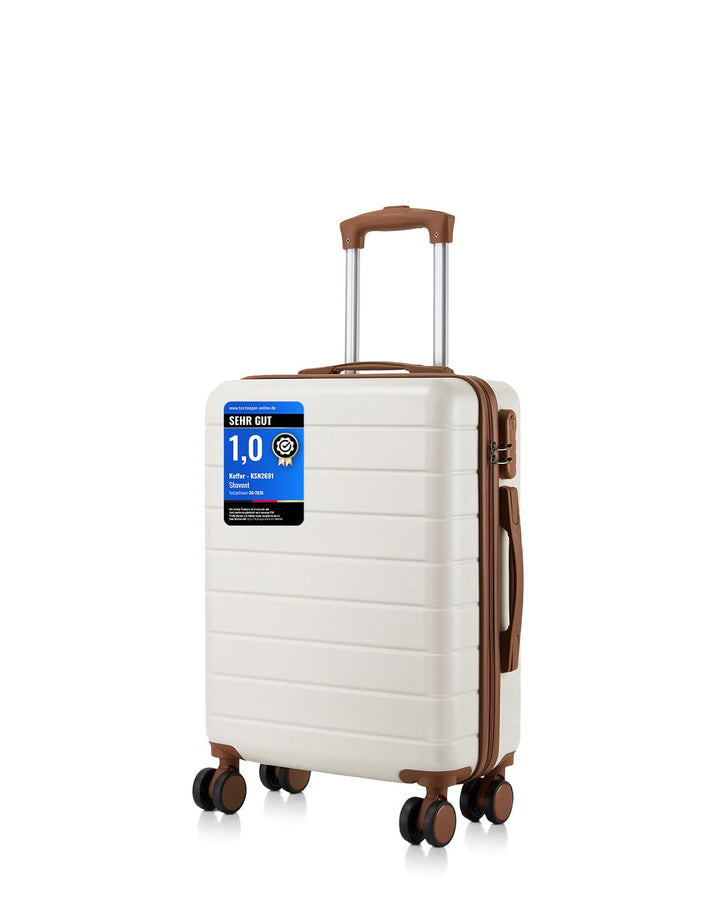 Handgepäck Koffer 55x40x20cm, Leichter ABS+PC Reisekoffer für Flugzeug, Ryanair Trolley mit 4 Rollen