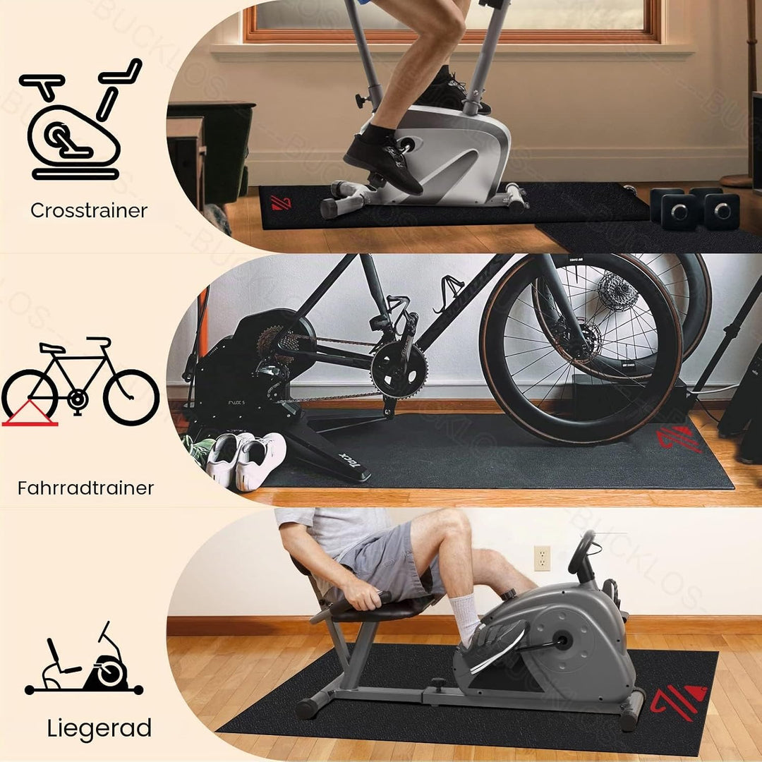 BUCKLOS Heimtrainer-Matte, kompatibel mit Peloton-Fahrrädern, verbesserte Dicke 6 mm, langsamer Rück