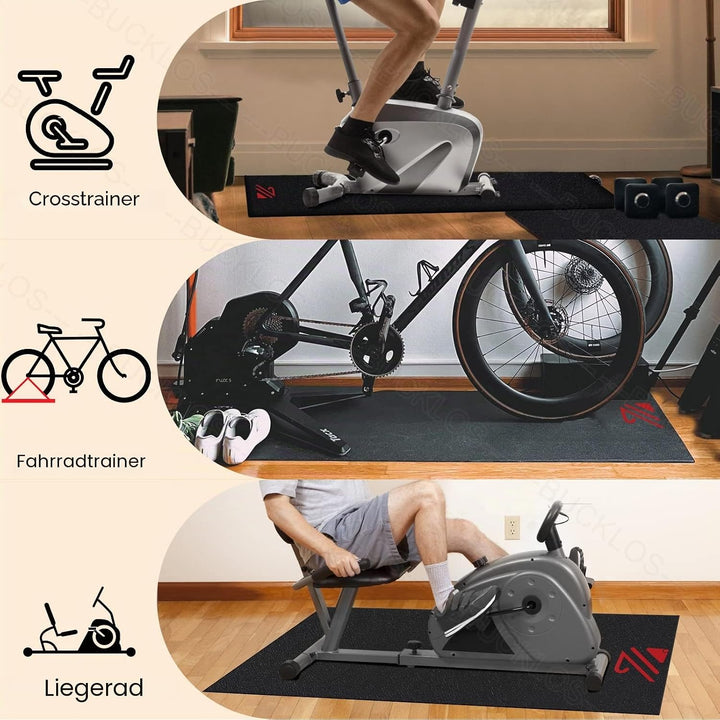 BUCKLOS Heimtrainer-Matte, kompatibel mit Peloton-Fahrrädern, verbesserte Dicke 6 mm, langsamer Rück