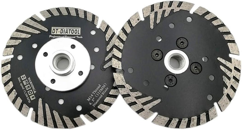 DT-DIATOOL Diamant Trennscheibe 2 Stücke 115 mm x M14 Turbo Sägeblatt mit Schutzzähne zum Schneiden