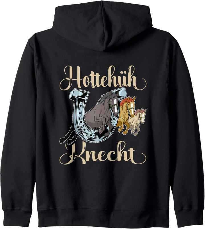 Hottehüh Knecht Lustige Reiterspruch Hufeisen Pferde Mädchen Kapuzenjacke
