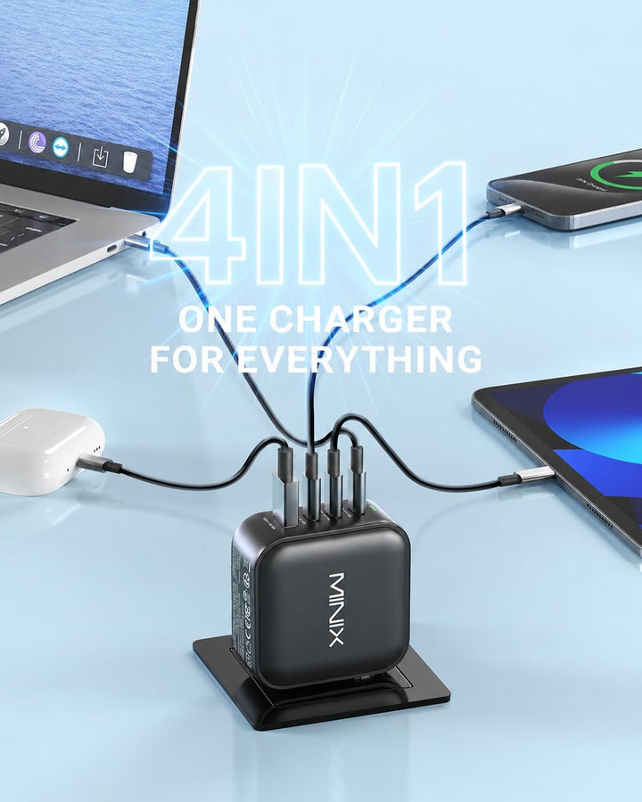 MiniX NEO P3 100W Turbo 4-Ports GaN Wall Charger, 3 x USB-C Port Fast Charging Adapter(Max 100W/20W)
