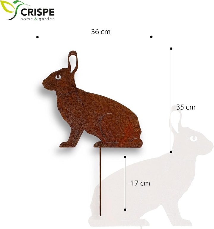 Crispe Gartenstecker Dekoration Edelrost - Hase stehend - Metall rostige Dekofigur - Höhe 35 cm, Has