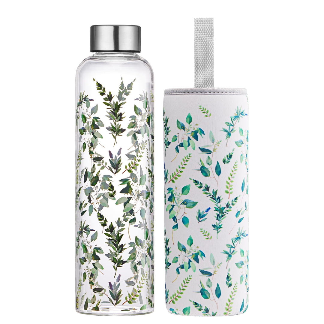 1 liter Glasflasche Trinkflasche Glas Sport Borosilikat Glass Bottle Wasser Flasche mit Neopren-Hüll