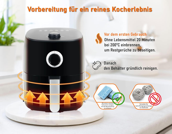 Home Trends® Mini-Heissluftfritteuse mit programmierbarer Temperaturregelung 1400 Watt 30 Minuten Ti