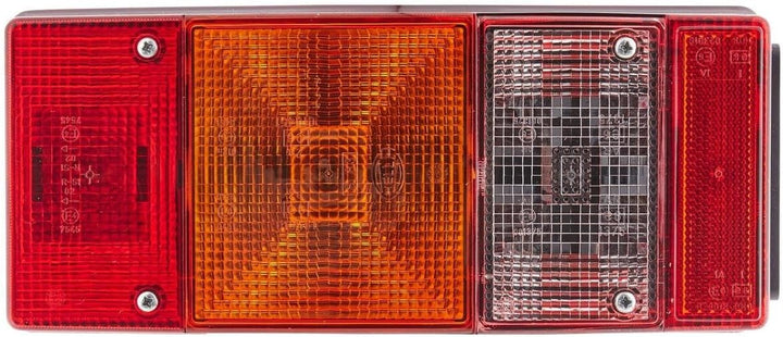 HELLA - Heckleuchte - Glühlampe - 12V - Anbau - Lichtscheibenfarbe: rot/gelb - Stecker: Flachstecker