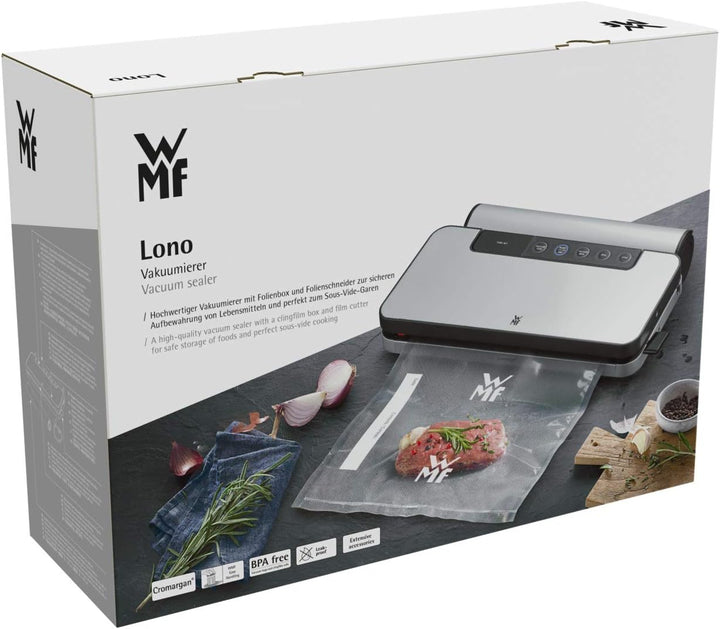 WMF Lono Vakuumiergerät 90 W, Folienschweissgerät mit abnehmbarer Folienbox, Folienrolle und 5 Beute