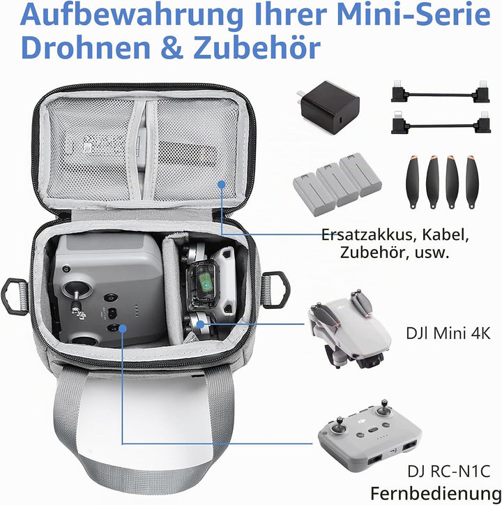 Linpr DJI Mini 4K/4/2 SE Aufbewahrungstasche, Tragbare Schultertasche für Drohnen- und Controller-Zu