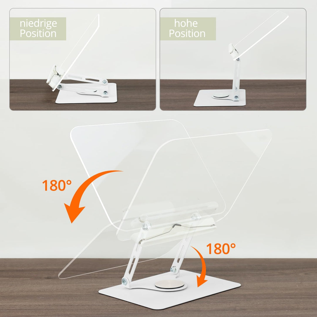 QWORK® Buchhalter Leseständer 360° Drehbarer und Faltbarer, Winkel und Höhe Verstellbar, Tragkraft c