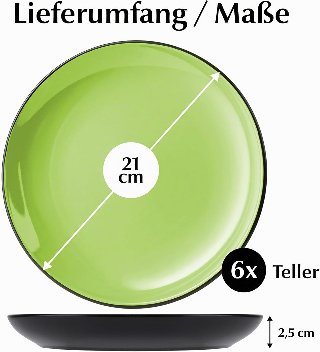 MIAMIO Le Papillon Kollektion – Dessertteller 6er Set Steingut Geschirrserie 21 cm – Spülmaschinen-