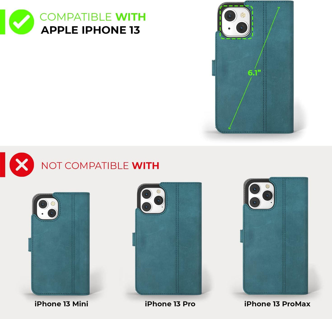 Snakehive iPhone 13 Hülle Leder | Stylische Handyhülle mit Kartenhalter & Standfuss | Handyhülle Sch