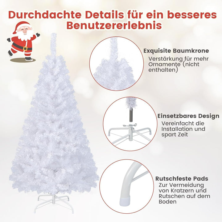 RELAX4LIFE Weisser künstlicher Weihnachtsbaum 150/180/210/240cm, Tannenbaum Christbaum, inkl. Metall