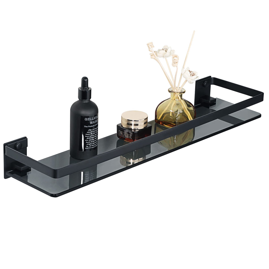 SAYAYO Duschablage Duschregal Schwarz Edelstahl Glasregal Badezimmer Regal Shower Shelf Shampoo Halt