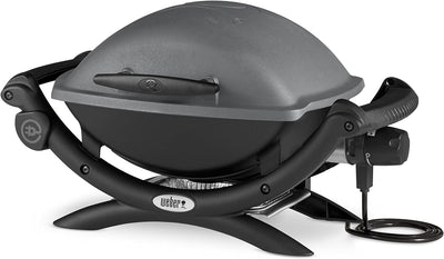 Weber Q1400 Dark Gray Elektrogrill 2200 Watt & 6645 Grillbesteck Kompakt 2-teilig, Zange und Wender,