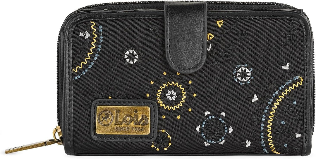 Geldbörse Damen Gross - Strapazierfähige Portemonnaie Damen - Damen Geldbör 16 x 9 x 2 cm Negro, 16
