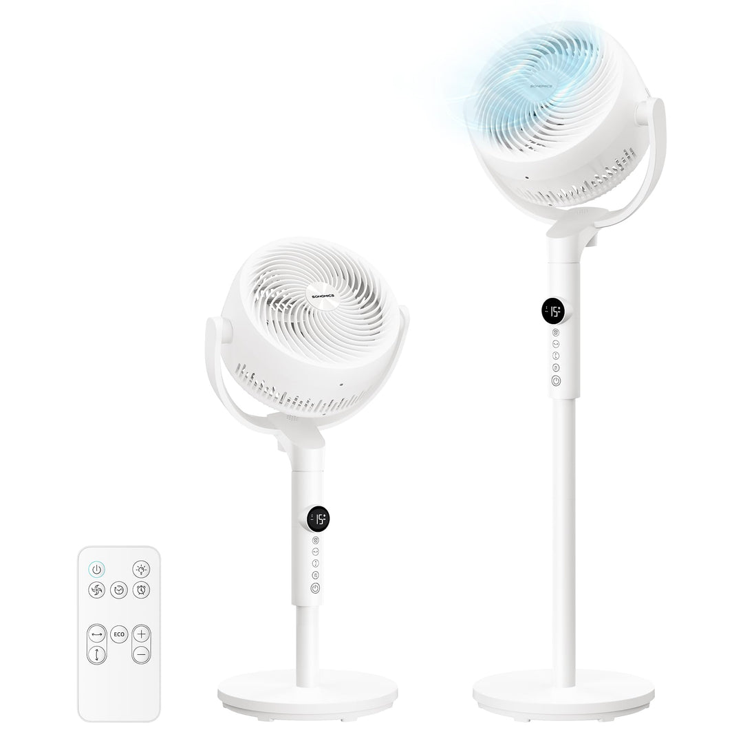 SONGMICS Standventilator, Ventilator leise 20 dB mit Fernbedienung, Luftzirkulator 120° und 135° Osz
