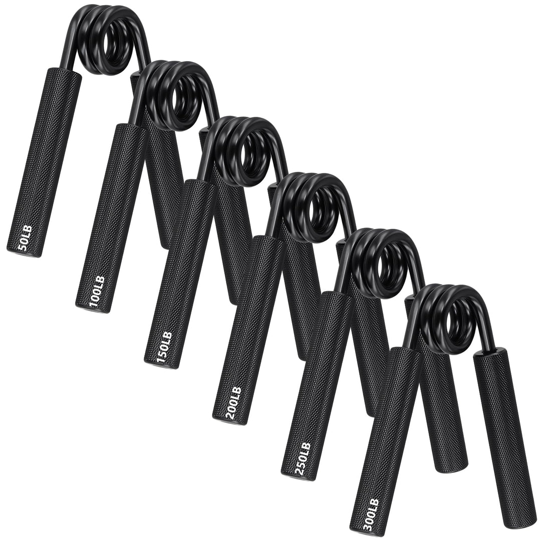 6 Stück 22-136KG Handtrainer, Schwarz Griffkraft Trainer Aluminium mit Federstahl, Unterarmtrainer f