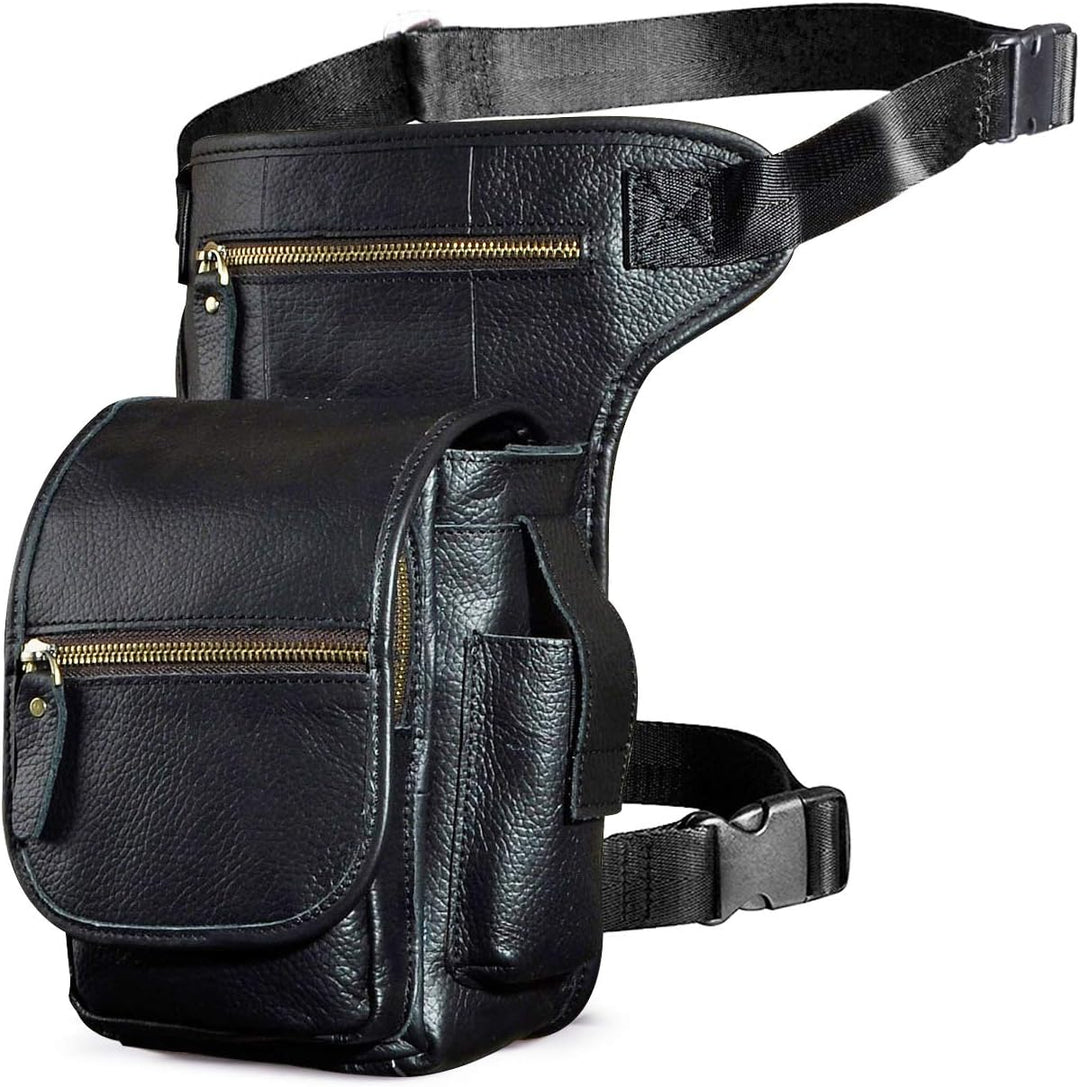 Le'aokuu Herren Echtes Leder Tasche Beinbeutel Beintasche Aussenbeintasche Hüfttasche Drop Leg Thigh