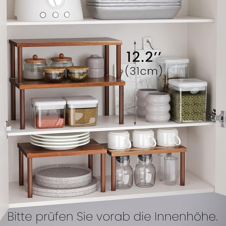 Fibogollo Gewürzregal Akazienholz 2er Set gross ausziehbar stapelbar Brown Grossformat, Brown Grossf