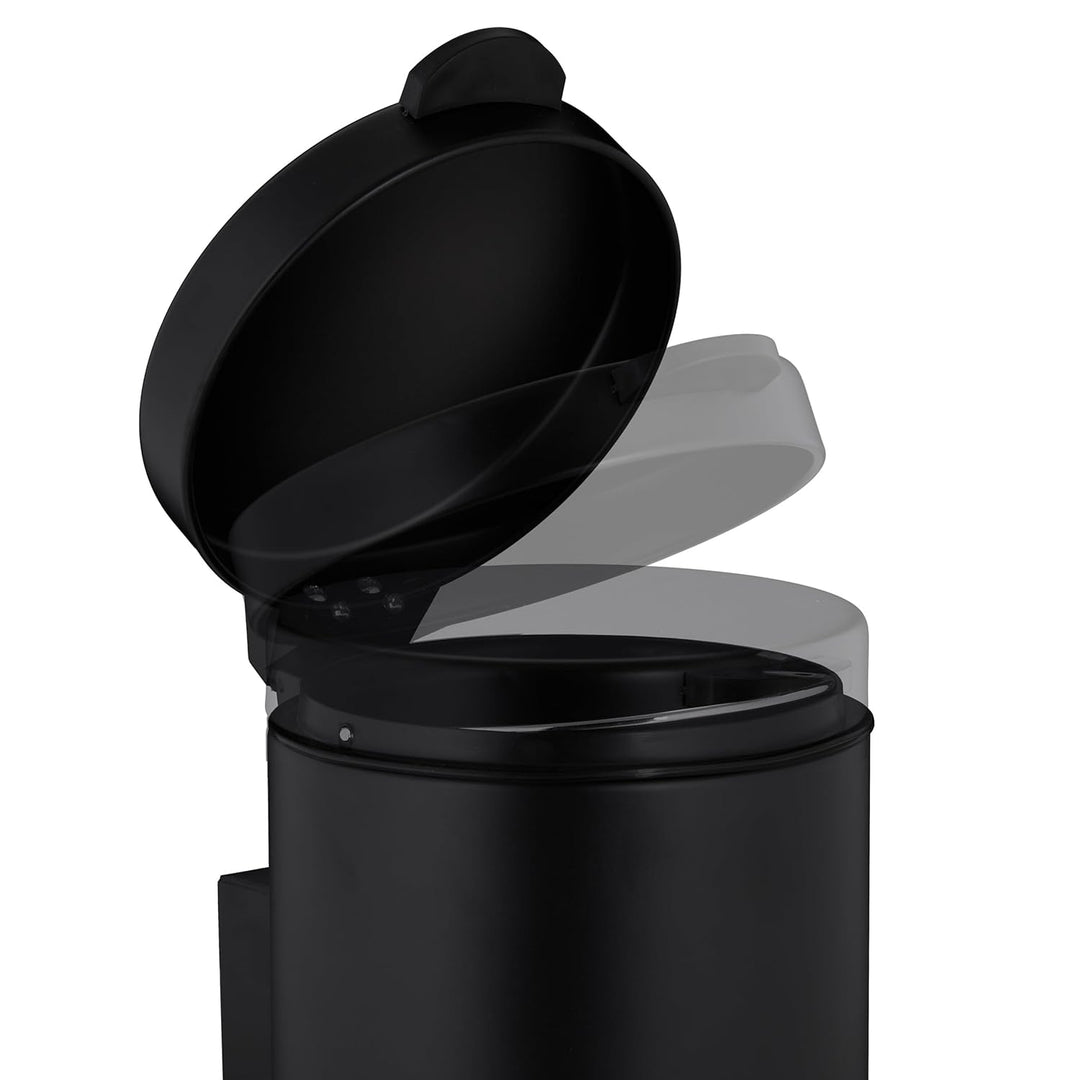 Relaxdays Kosmetikeimer Wandmontage, 3 l, Absenkautomatik, Inneneimer, Edelstahl, runder Badezimmer