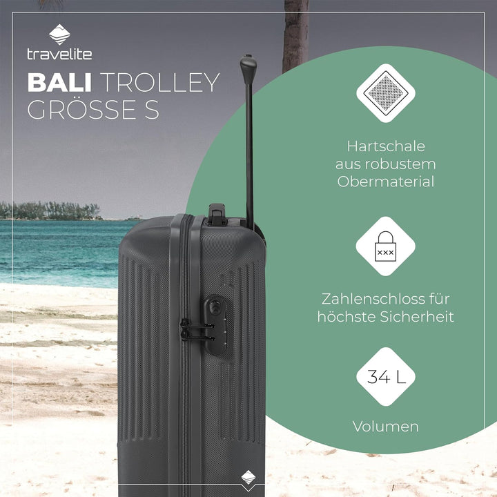 travelite 4-Rad Handgepäck Koffer klein 37 Liter, Gepäck Serie BALI: ABS Hartschalen Trolley erfüllt