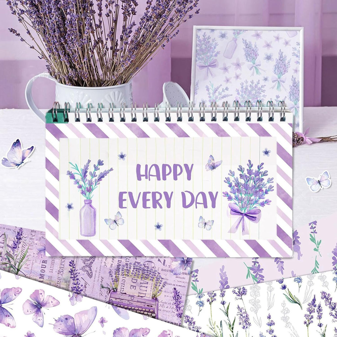 Scrapbook Papier Lila Blumen Muster Scrapbook Bastelpapier, 30x30 cm Scrapbooking Papier Motivpapier