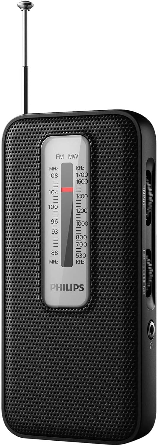 Philips Tragbares UKW-Radio/Kleines Retro-Radio ideal für Küche, Bad oder Garage/Klassisches Design,