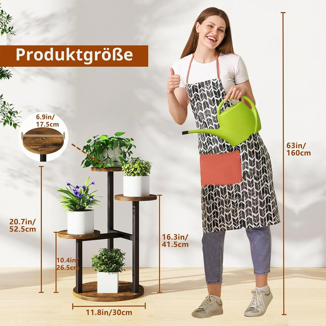IBUYKE 4 Etagen Holz Pflanzenständer Blumenständer, 52.5cm Hoch Blumenregal Pflanzenregal für Mehrer