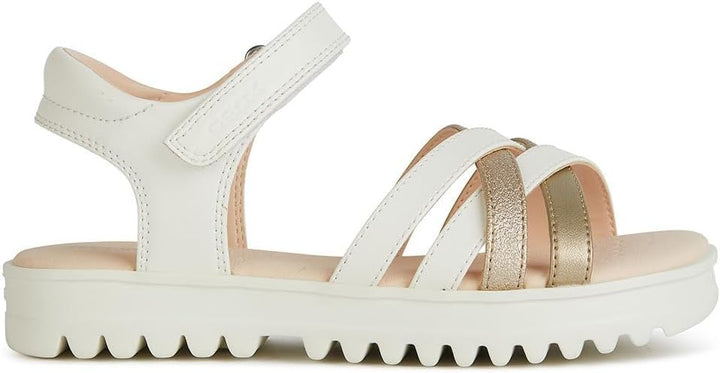 Geox Mädchen J Coralie Gir Sandal 29 EU White Platinum, 29 EU White Platinum