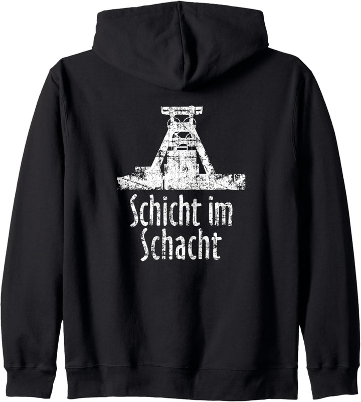 Schicht im Schacht (Vintage Weiss) Bergbau Ruhrgebiet Kapuzenjacke