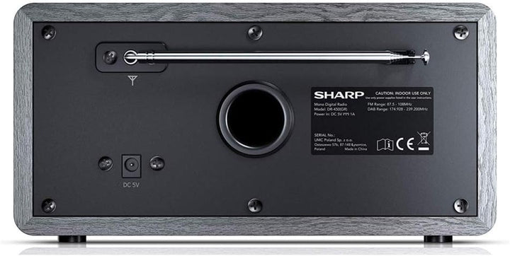SHARP DR450 Digitalradio (DAB/DAB+/FM mit RDS, Bluetooth, Wecker-Funktionen, 6 Watt), grau Mono Digi