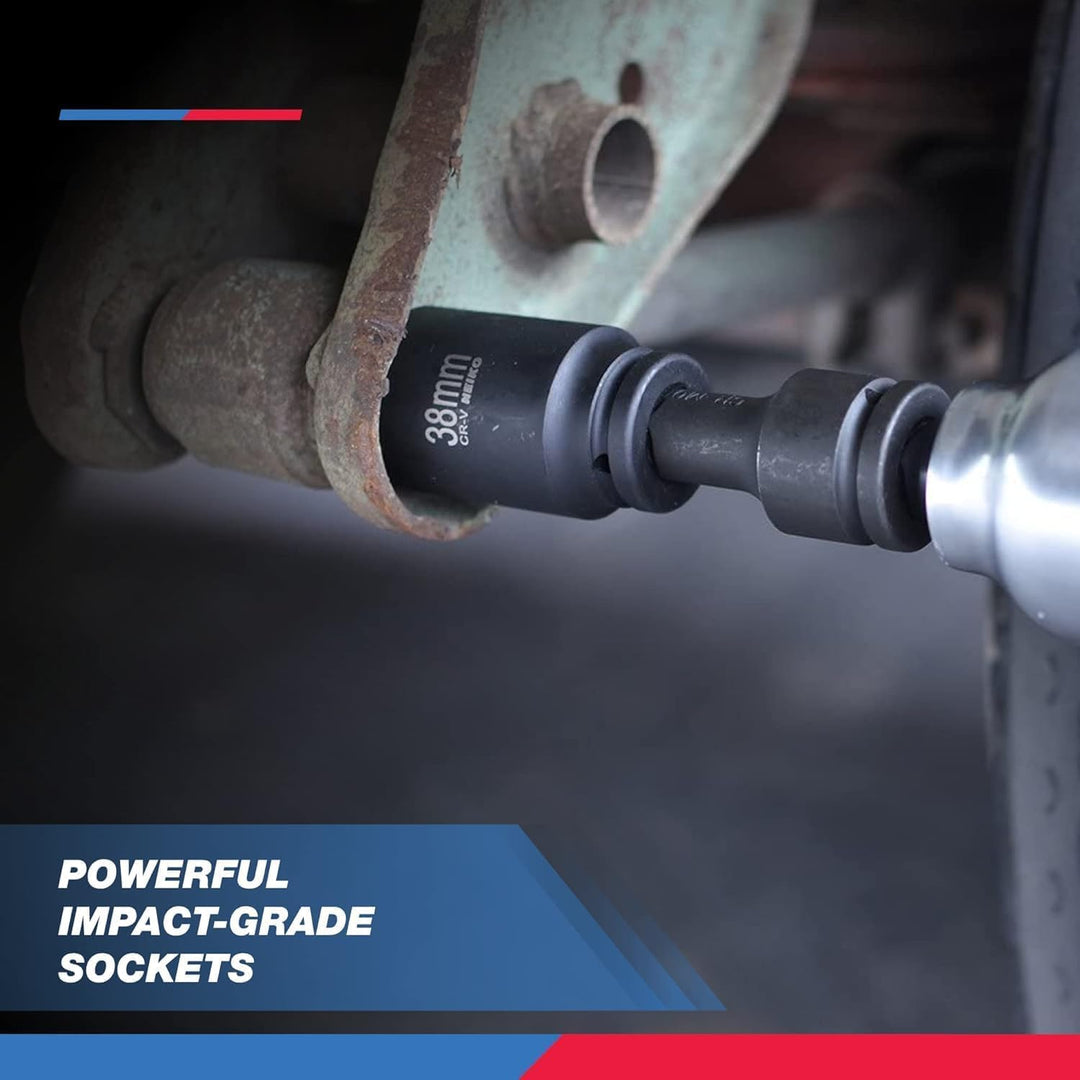 Neiko 02460 A 3/10,2 cm Tiefe Schlag metrische Stecknüsse, 8 Stück | 26 mm – 38 mm | CR-V Stahl 27 -