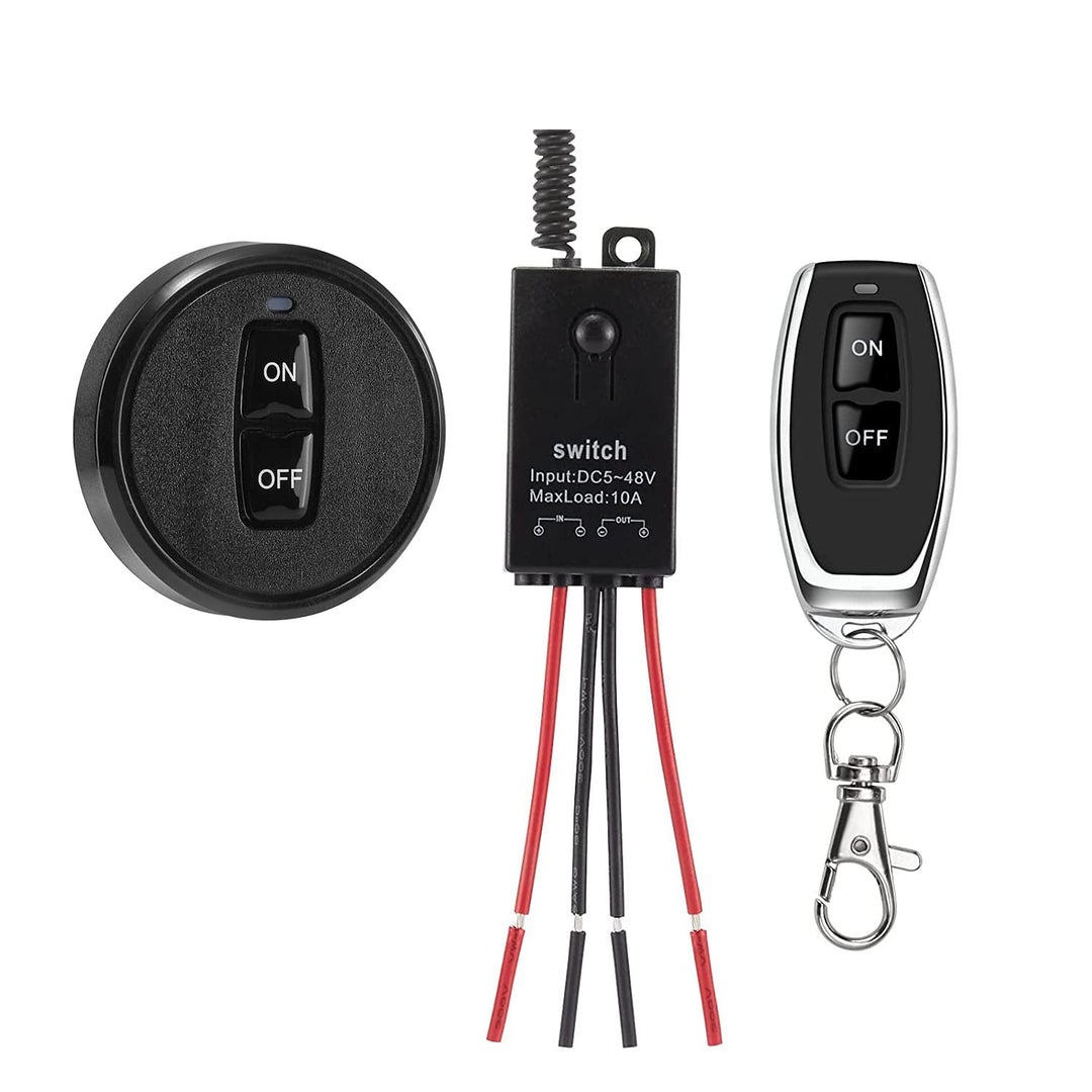12v funkschalter mit fernbedienung, kabelloser Lichtschalter DC 5V/12V/24V/48/10A Mini Relais Wirele