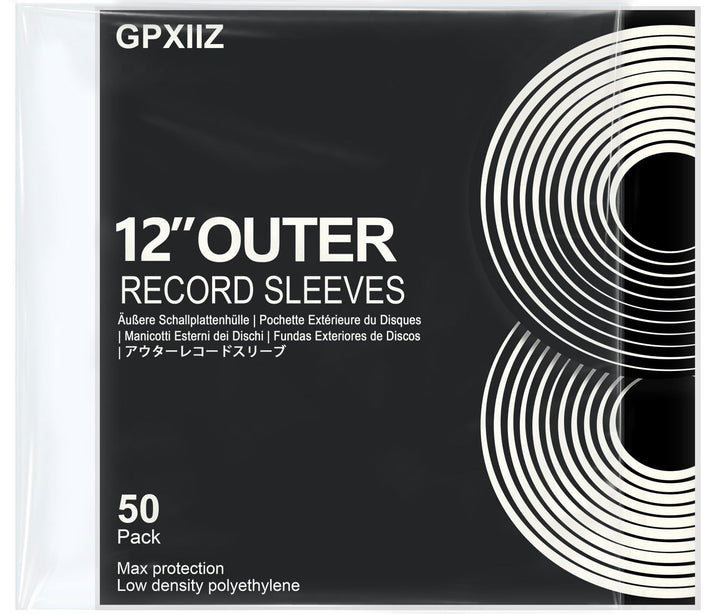 Verdickte Schallplatten Hüllen 12 Zoll Aussenhüllen (50 Stück) | 100 Mikron Premium Polyethylen Auss
