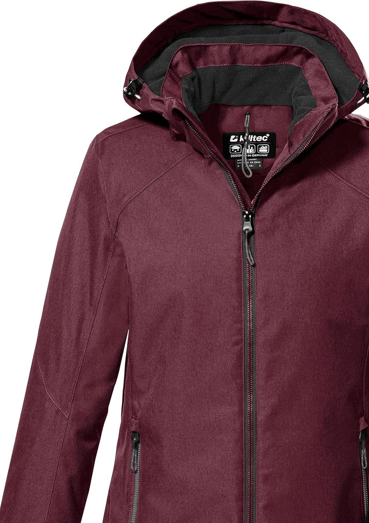 Killtec Damen Kow 142 Wmn Jckt Outdoorjacke/Funktionsjacke mit abzippbarer Kapuze 38 pflaume, 38 pfl