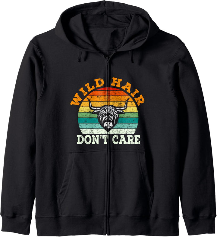 Retro Scottish Highland Cow Highland Cattle Kühe Geschenk Kapuzenjacke