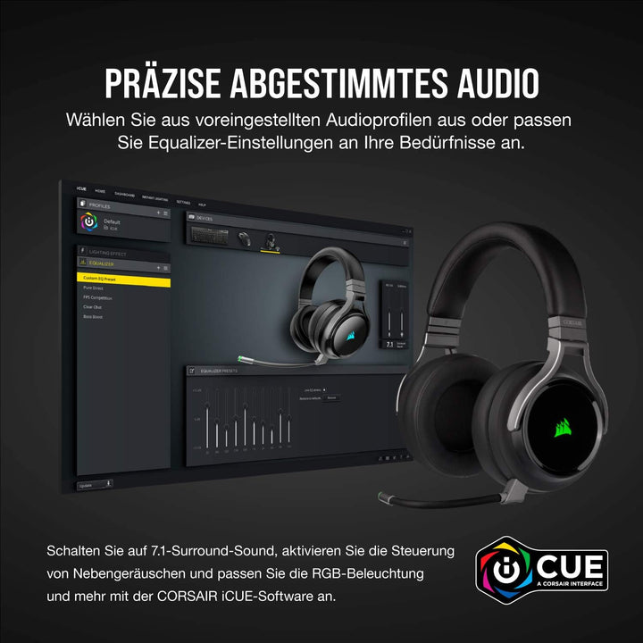 Corsair Virtuoso RGB Wireless High-Fidelity Gaming Headset (Slipstream Technologie, 7.1 Surround Sou