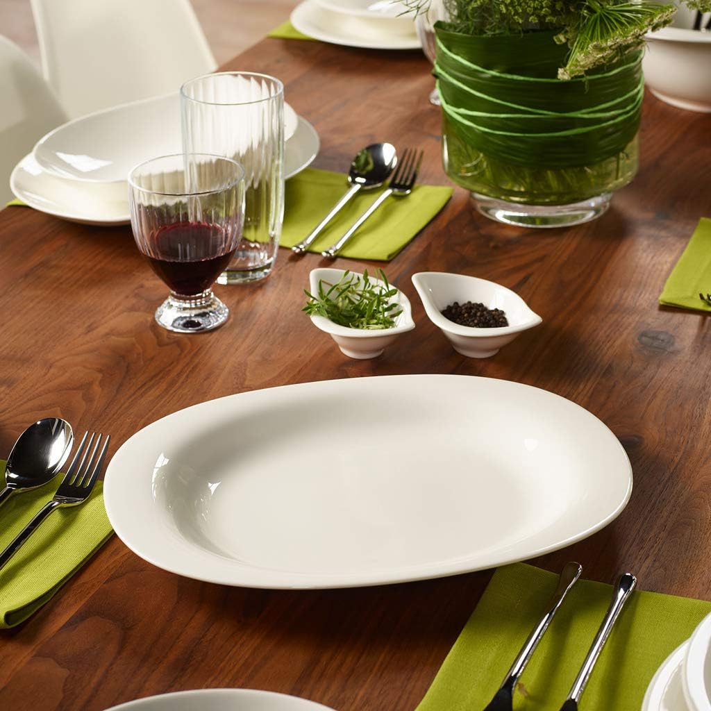 Villeroy und Boch New Cottage Basic Servierplatte 34 cm, Premium Porzellan, 34 cm 34cm White, 34cm W