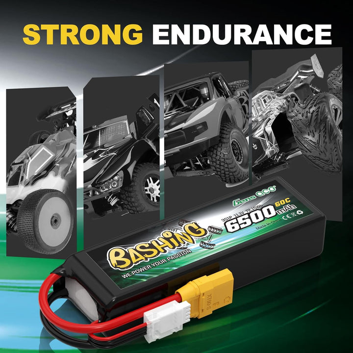 Gens Ace 3S LiPo Akku 6500mAh 11.1V 3S1P 60C Lipo Akku mit XT90 Steck Bashing Batterie für RC Auto,