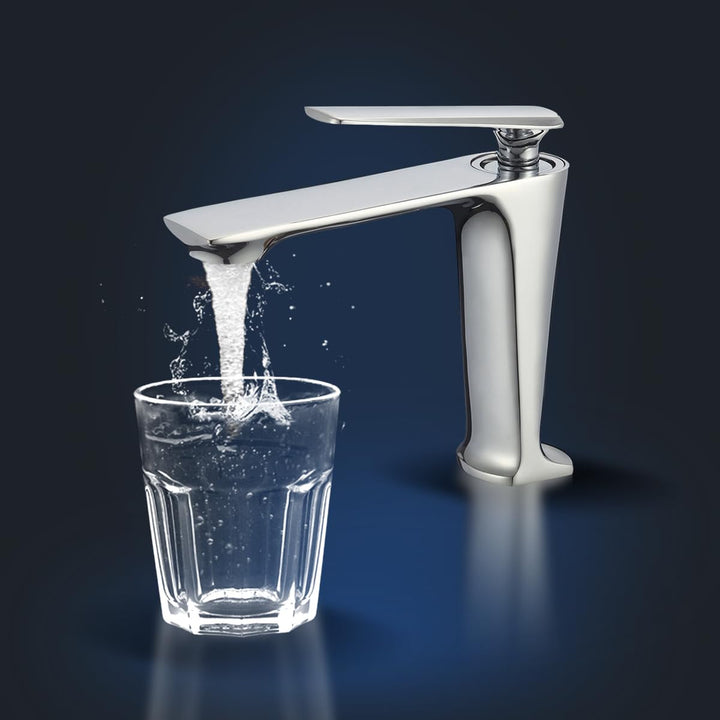 Rosenhahn &amp; Söhne Vilm M Design Badarmatur Wasserhahn Badezimmer - Armatur Bad [Chrom] - Heiss + Kal