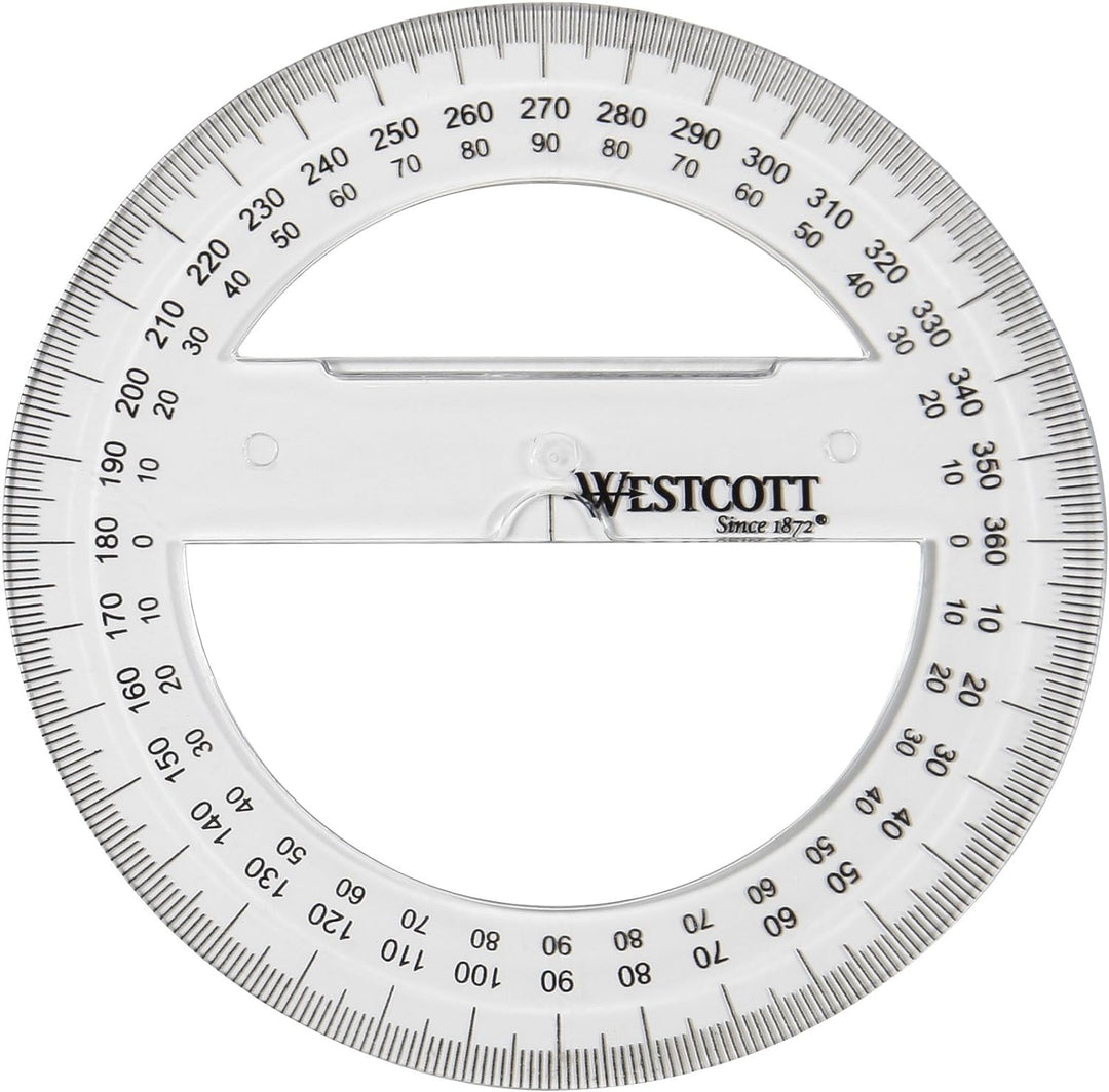 Westcott E-10135 00-I Winkelmesser Vollkreis 360 Grad, Kunststoff, 10 cm, 20 Stück, transparent