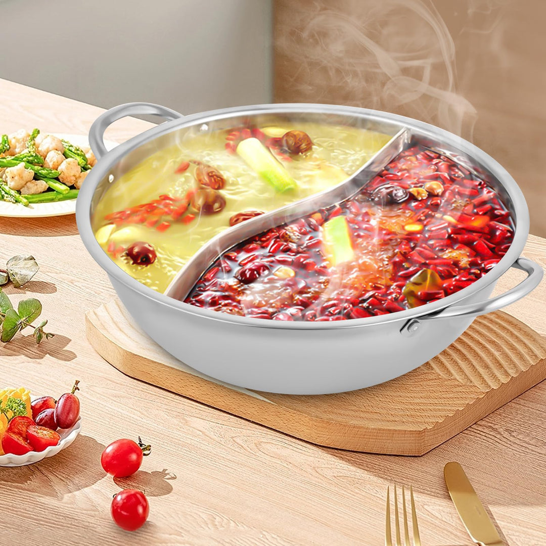 Edelstahl Dual Shabu Shabu, Küche Hot Pot Kochen Suppe Divider Shabu Topf Kochgeschirr aus Edelstahl