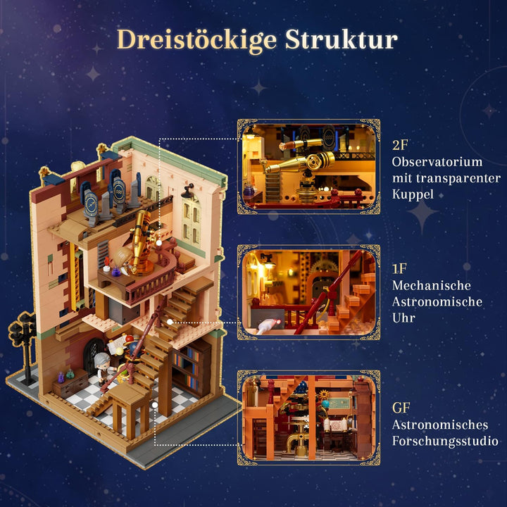 PANTASY Prager Astronomische Uhr Klemmbaustein Set, Gotischer Uhrturm Architekturmodell mit Beweglic